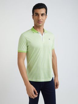 Park Avenue - Slim Fit Printed Green T-Shirt