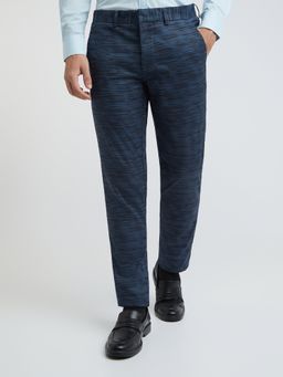 Park Avenue - Super Slim Fit Printed Blue Trousers