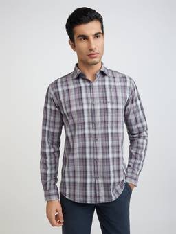 Park Avenue - Slim Fit Checkered Grey Formal Shirt
