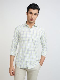 Park Avenue - Slim Fit Checkered Green Casual Shirt