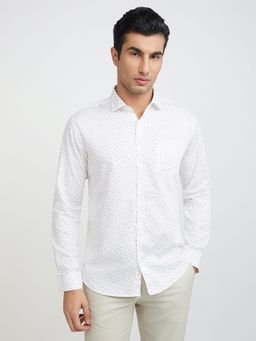 Park Avenue - Slim Fit Printed White Casual Shirt