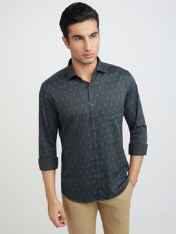 Park Avenue - Slim Fit Printed Navy Blue Casual Shirt