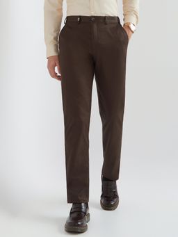 Park Avenue - Super Slim Fit Solid Dark Brown Trouser