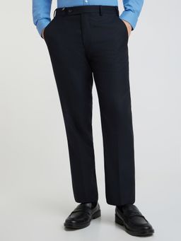Park Avenue - Regular Fit Solid Fancy Navy Blue Formal Trouser