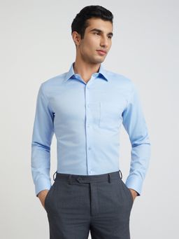 Park Avenue - Men Regular Fit Cotton Solid Blue Formal Shirt