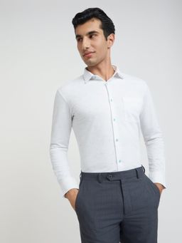 Park Avenue - Men Slim Fit Blended Fabric Printed White Formal Shirt