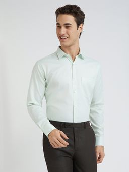 Park Avenue - Men Slim Fit Blended Fabric Self Design Green Formal Shirt