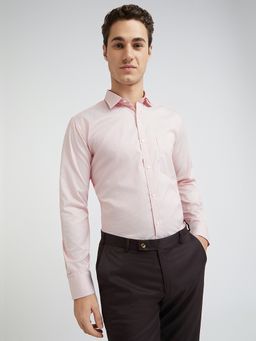 Park Avenue - Men Slim Fit Blended Fabric Self Design Pink Formal Shirt