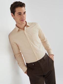 Park Avenue - Men Slim Fit Blended Fabric Stripes Yellow Formal Shirt