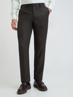 Park Avenue - Regular Fit Solid Medium Brown Trouser