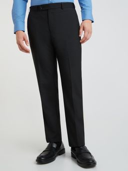 Park Avenue - Regular Fit Checkered Black Trouser