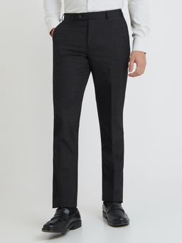 Park Avenue - Regular Fit Checkered Black Trouser