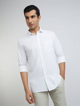 Park Avenue - Regular Fit Formal Shirt Full Sleeves Collar Neck Solid White