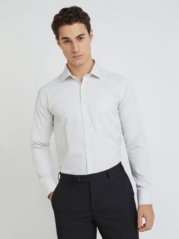 Park Avenue - Slim Fit Formal Shirt Full Sleeves Collar Neck Stripes Off White