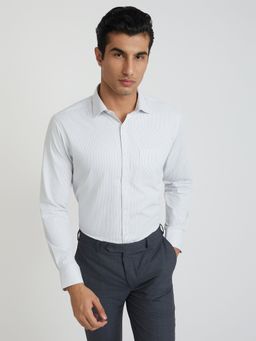 Park Avenue - Slim Fit Formal Shirt Full Sleeves Collar Neck Stripes Off White