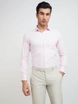 Park Avenue - Slim Fit Formal Shirt Full Sleeves Collar Neck Textured Pink