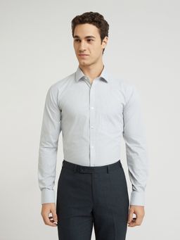 Park Avenue - Slim Fit Formal Shirt Full Sleeves Collar Neck Textured Blue