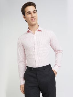 Park Avenue - Slim Fit Formal Shirt Full Sleeves Collar Neck Checks Pink