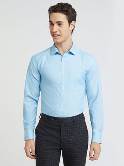 Park Avenue - Slim Fit Formal Shirt Full Sleeves Collar Neck Solid Blue