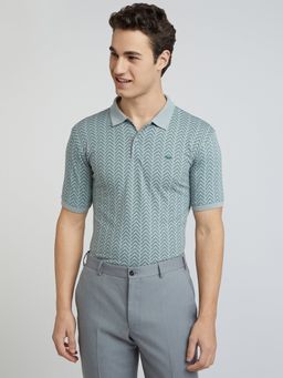 Park Avenue - Slim Fit Printed Medium Grey Polo T-Shirt