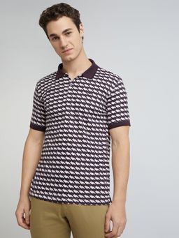 Park Avenue - Slim Fit Printed Medium Purple Polo T-Shirt