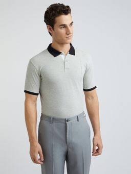 Park Avenue - Slim Fit Solid Medium Grey Polo T-Shirt
