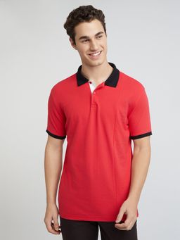 Park Avenue - Slim Fit Solid Dark Red Polo T-Shirt