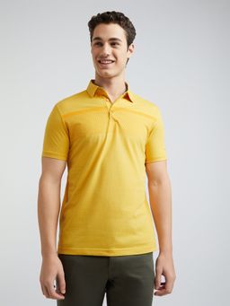 Park Avenue - Slim Fit Printed Medium Yellow Polo T-Shirt