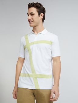Park Avenue - Slim Fit Printed White Polo T-Shirt