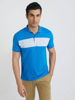 Park Avenue - Slim Fit Printed Royal Blue Polo T-Shirt