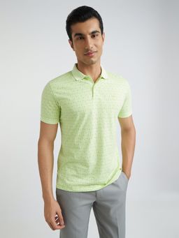 Park Avenue - Slim Fit Printed Light Green Polo T-Shirt