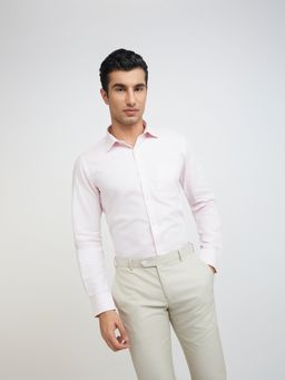 Park Avenue - Slim Fit Self Design Light Pink Formal Shirt