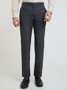 Park Avenue - Mens Regular Fit Checks Black Trouser