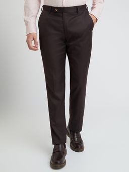 Park Avenue - Mens Regular Fit Solid Dark Brown Trouser
