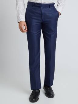 Park Avenue - Mens Regular Fit Solid Dark Blue Trouser