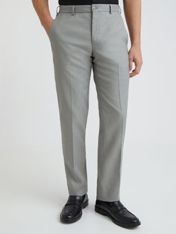Park Avenue - Mens Regular Fit Solid Light Grey Trouser