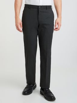 Park Avenue - Mens Regular Fit Checkered Black Trouser