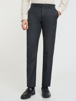 Park Avenue - Mens Regular Fit Self Design Dark Grey Trouser