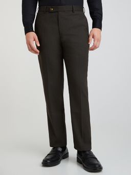Park Avenue - Mens Regular Fit Solid Dark Brown Trouser