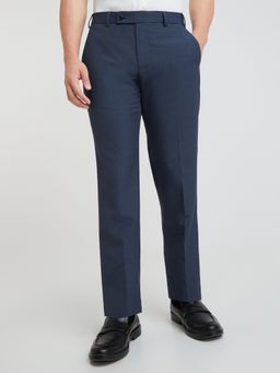 Park Avenue - Mens Regular Fit Solid Dark Blue Trouser