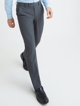 Park Avenue - Mens Regular Fit Solid Dark Grey Trouser