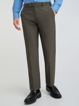 Park Avenue - Mens Regular Fit Solid Medium Brown Trouser