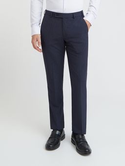 Park Avenue - Mens Regular Fit Checkered Medium Blue Trouser