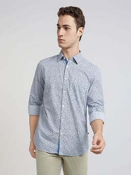Parx - Slim Fit Printed Blue Shirt