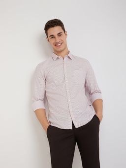 Parx - Slim Fit Printed Red Shirt