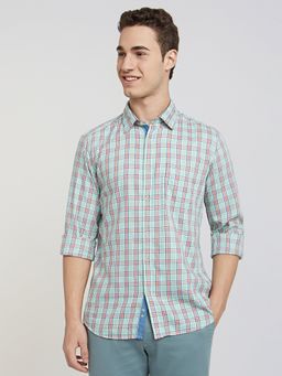 Parx - Slim Fit Checkered Green Shirt