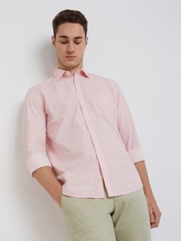 Parx - Slim Fit Printed Light Pink Shirt