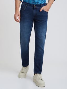 Parx - Slim Tapered Fit Solid Dark Blue Jeans