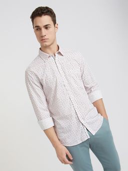 Parx - Slim Fit Printed White Shirt