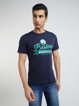 Parx - Regular Fit Graphic Print Dark Blue T-Shirt